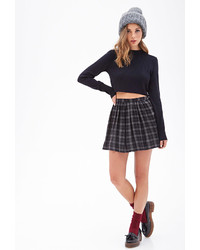 Black Plaid Skater Skirt