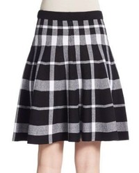 Saks Fifth Avenue BLACK Plaid Jacquard Flare Skirt
