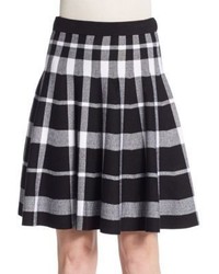 Saks Fifth Avenue BLACK Plaid Jacquard Flare Skirt