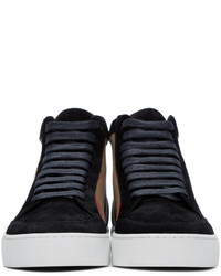 Burberry Black Salmond Check High Top Sneakers