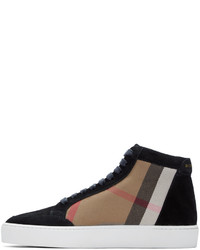 Burberry Black Salmond Check High Top Sneakers