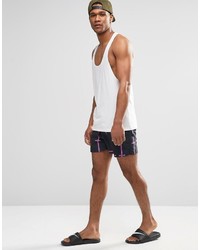 Asos Brand Swim Shorts With Neon Grid Check In Mid Length