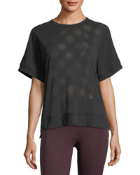 adidas by Stella McCartney The Cool Check Mesh Cotton Blend Tee