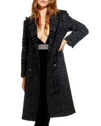 Black Plaid Tweed Coat