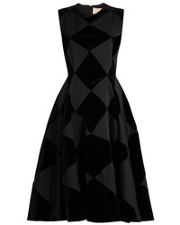 Black Plaid Velvet Dress
