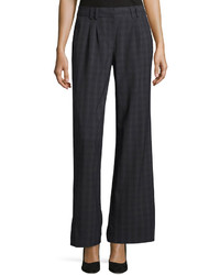 Laundry by Shelli Segal Plaid Pleated Front Wide Leg Trousers Black
