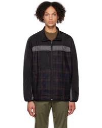 Black Plaid Wool Harrington Jacket