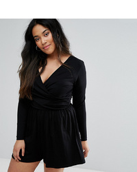 Asos Curve Asos Design Curve Wrap Front Playsuit With Long Sleeves