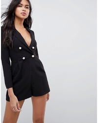 ASOS DESIGN Asos Ultimate Tux Playsuit With Pearl Buttons