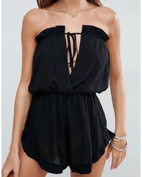 Asos Bandeau Beach Romper With Frill