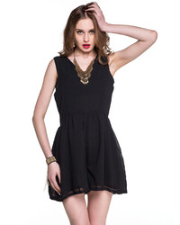 Choies Black Romper Low Cut Playsuit With V Backless