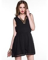 Choies Black Romper Low Cut Playsuit With V Backless