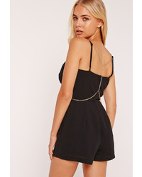 Missguided Chain Detail Playsuit Black