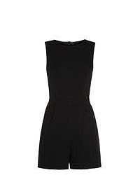 New Look Black Crepe Cut Out Back Panelled Playsuit