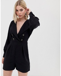 ASOS DESIGN Playsuit With Wrap And Button Detail