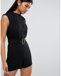 Asos Romper With High Neck And Belt Detail