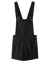 Romwe Straps Buttoned Black Playsuit
