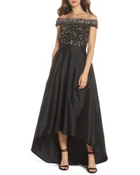 Adrianna Papell Off The Shoulder Beaded Ballgown