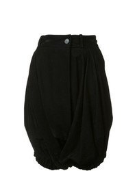 Black Pleated Bermuda Shorts