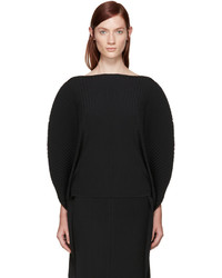 Issey Miyake Black Pleated Solid Earth Circle Top