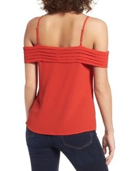 Pleated Cold Shoulder Top