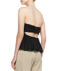 Pleated Strapless Top Black