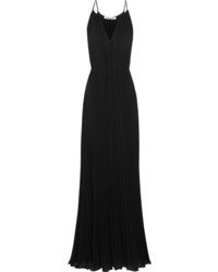 Black Pleated Chiffon Evening Dress