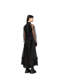 Sacai Black Pleated Chiffon Dress