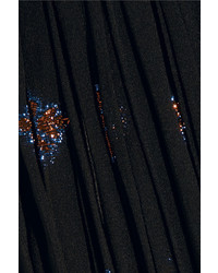 Lanvin Pleated Silk Blend Chiffon And Fil Coup Maxi Skirt Black