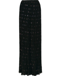 Lanvin Pleated Silk Blend Chiffon And Fil Coup Maxi Skirt Black