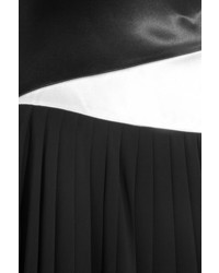 Lanvin Two Tone Mousseline And Pleated Chiffon Maxi Skirt Black
