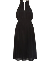 MICHAEL Michael Kors Michl Michl Kors Chain Embellished Pleated Chiffon Dress Black