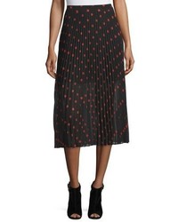 MCQ Alexander Ueen Pleated Polka Dot Midi Skirt Redblack