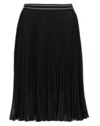 Topshop Black Sunray Pleat Midi Skirt With An Elasticated Sports Waistband 100% Polyester Machine Washable