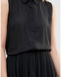 Style London Midi Shirt Dress With Pleated Skirt