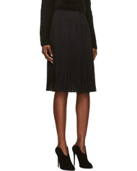 Givenchy Black Silk Chiffon Pleated Skirt