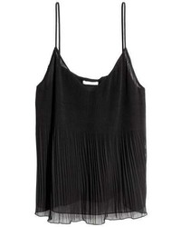 Black Pleated Chiffon Tank