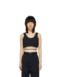Black Pleated Cropped Top