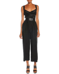 Donna Karan Cropped Pleated Canvas Pants