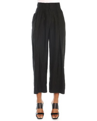 Donna Karan Cropped Pleated Canvas Pants