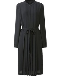 Uniqlo Georgette Pleated Long Sleeve Dress