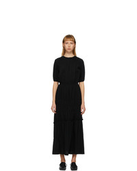 Enfold Black Shirring Tiered Dress