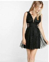 Express Cut Out Pleated Lace Mini Dress