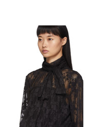 See by Chloe Black Pleated Lace Blouse