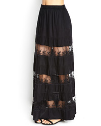 Forever 21 Contemporary Lace Tiered Maxi Skirt