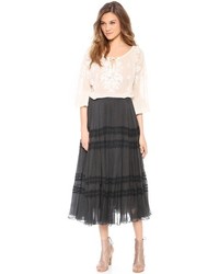 Mes Demoiselles Isabella Embroidered Maxi Skirt