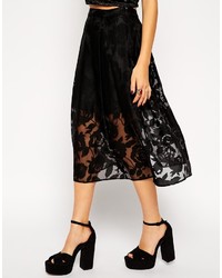 Asos Petite Sheer Lace Organza Midi Skirt