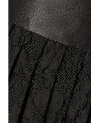 Givenchy Satin Trimmed Pleated Skirt In Black Lace