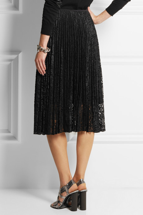 Theory Zeyn Pliss Lace Midi Skirt, $475 | NET-A-PORTER.COM | Lookastic
