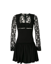 Black Pleated Lace Sheath Dress